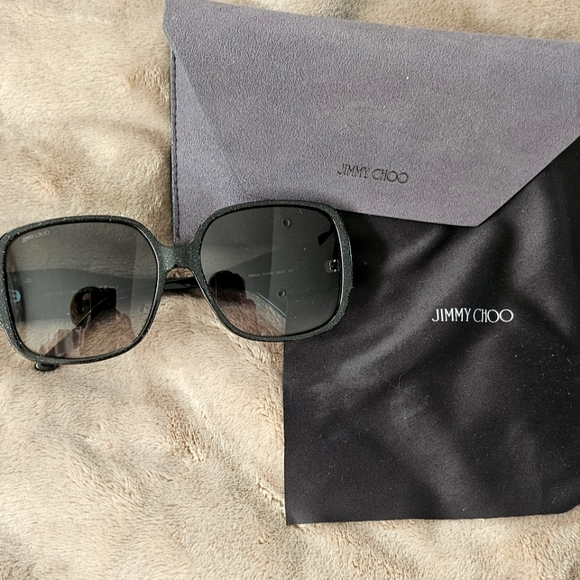 Accessories - Jimmy Choo Black Sunglasses with  speckles and  silver lettering, Auth!